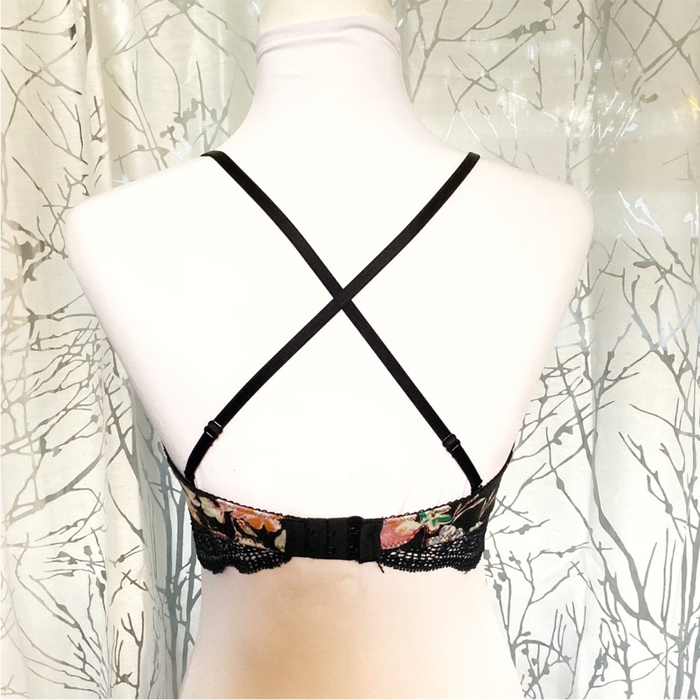 INTIMATELY FREE PEOPLE black white pink floral print lace bralette - Picture 4 of 6